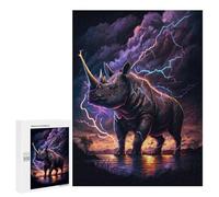 Jigsaw Puzzle 500 PCS Thundering Rhino Epic Wildlife Artwork Puzzles for Teenagerss Stress Reliever Educational Challenge Unique Birthday And Gifts 500 PCS