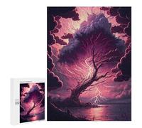 Jigsaw Puzzle 500 PCS Thunderstorm Tree Lightning Puzzles for Teenagerss Stress Reliever Educational Challenge Unique Birthday And Gifts 500 PCS