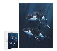 Jigsaw Puzzle 500 PCS Two Orcas Swimming Jigsaws for Adults Toy Wall Decor Pattern Assembly Deal As Gifts for The Whole Family 500 PCS