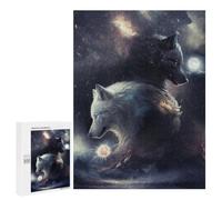 Jigsaw Puzzle 500 PCS Two Wolves in The Moonlight -1 Adult Puzzles Toy Wall Decor Birthday Present Deal As Gifts for The Whole Family 500 PCS