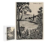 Jigsaw Puzzle 500 PCS Valencia, Spain - Black And Beige Illustration Jigsaws for Adults Puzzle Birthday Present Difficult And Challenge Challenging Game Gifts 500 PCS