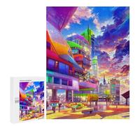 Jigsaw Puzzle 500 PCS Vibrant Future Cityscape -1 Jigsaws for Adults Anti-Stress Toys Staycation Kill Time Help The Brain Exercise 500 PCS