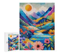 Jigsaw Puzzle 500 PCS Vibrant Mountain Valley Painting Jigsaws for Adults Toy Wall Decor Pattern Assembly Deal As Gifts for The Whole Family 500 PCS