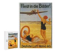 Jigsaw Puzzle 500 PCS Vintage Airplane Beach Travel Jigsaws for Adults Puzzle Birthday Present Difficult And Challenge Challenging Game Gifts 500 PCS