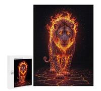 Jigsaw Puzzle 500 PCS Volcanic Fiery Lion Jigsaw Puzzles for Teenagerss Hand Speed Race Fun Activities at Home Challenging Game And Family Play 500 PCS