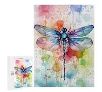 Jigsaw Puzzle 500 PCS Watercolor Dragonfly Jigsaws for Adults Toy Wall Decor Pattern Assembly Deal As Gifts for The Whole Family 500 PCS