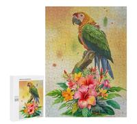 Jigsaw Puzzle 500 PCS Watercolor Parrot with Tropical Flowers Jigsaws for Adults Toy Wall Decor Pattern Assembly Deal As Gifts for The Whole Family 500 PCS