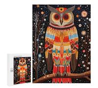 Jigsaw Puzzle 500 PCS Wise Owl Tribal Style 17 Jigsaws for Adults Toy Wall Decor Pattern Assembly Deal As Gifts for The Whole Family 500 PCS