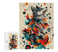 Jigsaw Puzzle 500 PCS Wolf with Vinyl Records Mystical Wolf Wall Art for Wildlife And Fantasy Fans Adult Puzzles Toy Wall Decor Birthday Present Deal As Gifts for The Whole Family 500 P