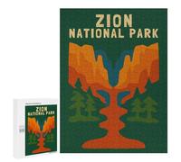 Jigsaw Puzzle 500 PCS Zion National Park Poster Puzzles for Teenagerss Stress Reliever Educational Challenge Unique Birthday And Gifts 500 PCS