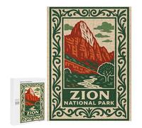 Jigsaw Puzzle 500 PCS Zion National Park Vintage Poster Jigsaws for Adults Puzzle Birthday Present Difficult And Challenge Challenging Game Gifts 500 PCS