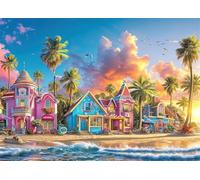 Jigsaw Puzzle 500 piece,Beach Colored Houses Puzzles for Adults,Educational Game Challenge Toy 500 Pieces DIY puzzles Family Decoration puzzle