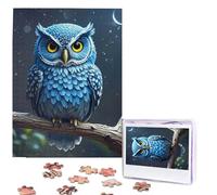 Jigsaw Puzzle 500 Piece blue owl Puzzles for Adults Custom Puzzles from Photos Personalized Picture Wooden Puzzle Gifts for Family Wedding Birthdays Anniversaries