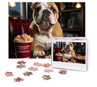 Jigsaw Puzzle 500 Piece Bulldog Popcorn Puzzles for Adults Custom Puzzles from Photos Personalized Picture Wooden Puzzle Gifts for Family Wedding Birthdays Anniversaries