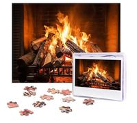 Jigsaw Puzzle 500 Piece Burning Firewood Large Fireplace Puzzles for Adults Custom Puzzles from Photos Personalized Picture Wooden Puzzle Gifts for Family Wedding Birthdays Anniversaries