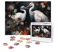 Jigsaw Puzzle 500 Piece Crane Bird Peach Tree Puzzles for Adults Custom Puzzles from Photos Personalized Picture Wooden Puzzle Gifts for Family Wedding Birthdays Anniversaries