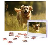Jigsaw Puzzle 500 Piece Dog Running on the Grass Puzzles for Adults Custom Puzzles from Photos Personalized Picture Wooden Puzzle Gifts for Family Wedding Birthdays Anniversaries