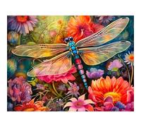Jigsaw Puzzle 500 piece,Dragonfly Flower Puzzles for Adults,Educational Game Challenge Toy 500 Pieces DIY puzzles Family Decoration puzzle