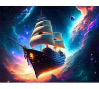 Jigsaw Puzzle 500 piece,Dream Space Sailboat Puzzles for Adults,Educational Game Challenge Toy 500 Pieces DIY puzzles Family Decoration puzzle