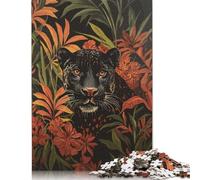 Jigsaw Puzzle 500 Piece for Adults Black Panther in Jungle Puzzles for Adults Woodenboard Puzzles For Family Fun & Game Night 500pcs (52x38cm)