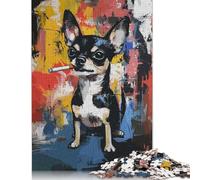 Jigsaw Puzzle 500 Piece for Adults Chihuahua Smoking Puzzles for Adults Woodenboard Puzzles For Family Fun & Game Night 500pcs (52x38cm)