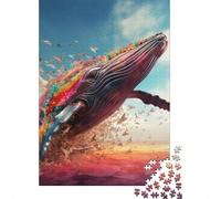 Jigsaw Puzzle 500 Piece for Adults Colorful Whale Puzzles for Adults Woodenboard Puzzles For Family Fun & Game Night 500pcs (52x38cm)