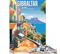 Jigsaw Puzzle 500 Piece for Adults Gibraltar Mediterranean Puzzles for Adults Woodenboard Puzzles For Family Fun & Game Night 500pcs (52x38cm)