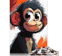 Jigsaw Puzzle 500 Piece for Adults Pensive Monkey Puzzles for Adults Woodenboard Puzzles For Family Fun & Game Night 500pcs (52x38cm)