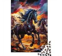 Jigsaw Puzzle 500 Piece for Adults Psychedelic Colored Horses Puzzles for Adults Woodenboard Puzzles For Family Fun & Game Night 500pcs (52x38cm)