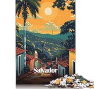 Jigsaw Puzzle 500 Piece for Adults Salvador, Brazil Travel Poster Puzzles for Adults Woodenboard Puzzles For Family Fun & Game Night 500pcs (52x38cm)