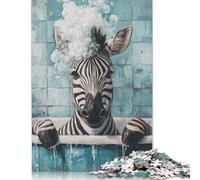 Jigsaw Puzzle 500 Piece for Adults Zebra in A Bubble Bath Puzzles for Adults Woodenboard Puzzles For Family Fun & Game Night 500pcs (52x38cm)