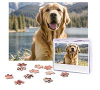 Jigsaw Puzzle 500 Piece Golden Retrievers Puzzles for Adults Custom Puzzles from Photos Personalized Picture Wooden Puzzle Gifts for Family Wedding Birthdays Anniversaries