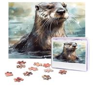 Jigsaw Puzzle 500 Piece Hand Drawn Otter Puzzles for Adults Custom Puzzles from Photos Personalized Picture Wooden Puzzle Gifts for Family Wedding Birthdays Anniversaries