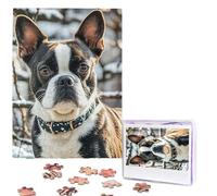 Jigsaw Puzzle 500 Piece Lovely Boston Terrier Puzzles for Adults Custom Puzzles from Photos Personalized Picture Wooden Puzzle Gifts for Family Wedding Birthdays Anniversaries