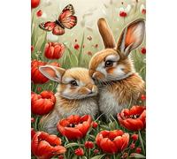 Jigsaw Puzzle 500 piece,Poppy Flower Rabbit Puzzles for Adults,Educational Game Challenge Toy 500 Pieces DIY puzzles Family Decoration puzzle