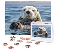 Jigsaw Puzzle 500 Piece Sea Otter Puzzles for Adults Custom Puzzles from Photos Personalized Picture Wooden Puzzle Gifts for Family Wedding Birthdays Anniversaries
