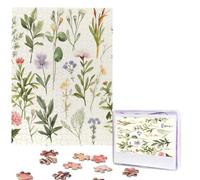 Jigsaw Puzzle 500 Piece Season Watercolors of Herbs Flowersb Puzzles for Adults Custom Puzzles from Photos Personalized Picture Wooden Puzzle Gifts for Family Wedding Birthdays Anniversaries