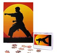 Jigsaw Puzzle 500 Piece Sun Karate Silhouette Puzzles for Adults Custom Puzzles from Photos Personalized Picture Wooden Puzzle Gifts for Family Wedding Birthdays Anniversaries