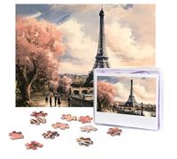 Jigsaw Puzzle 500 Piece Vintage Style Eiffel Tower Paris Puzzles for Adults Custom Puzzles from Photos Personalized Picture Wooden Puzzle Gifts for Family Wedding Birthdays Anniversaries