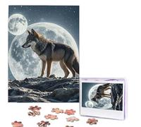 Jigsaw Puzzle 500 Piece wolf under moon Puzzles for Adults Custom Puzzles from Photos Personalized Picture Wooden Puzzle Gifts for Family Wedding Birthdays Anniversaries