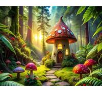 Jigsaw Puzzle 500 piece,Woods Cartoon Mushroom Puzzles for Adults,Educational Game Challenge Toy 500 Pieces DIY puzzles Family Decoration puzzle