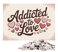 Jigsaw Puzzle 500 Pieces Addicted to Love Typography with Hearts Square Puzzles for Adults And Wooden Puzzles Home Decoration Puzzle Toys 500pcs (52x38cm)