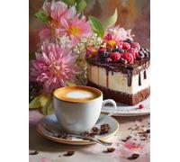 Jigsaw Puzzle 500 Pieces Coffee, Premium Jigsaws 500 pieces for Adults & Teens, Precision Fit Thick Board, for for Men & Women, Finished Size 52x38cm Chocolate Cake