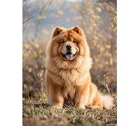 Jigsaw Puzzle 500 Pieces For Adults Chow Chow Dog Diy Kit 5D Full Round Drill Beads By Number Stitch Handmade Arts And Crafts For Living Room Home Wall Decor