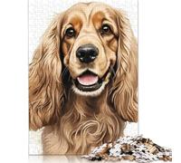Jigsaw Puzzle 500 Pieces Golden Cocker Spaniel Portrait Square Puzzles for Adults And Wooden Puzzles Home Decoration Puzzle Toys 500pcs (52x38cm)