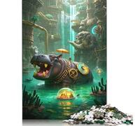 Jigsaw Puzzle 500 Pieces Hippopotamus Square Puzzles for Adults And Wooden Puzzles Home Decoration Puzzle Toys 500pcs (52x38cm)