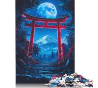 Jigsaw Puzzle 500 Pieces Mount Fuji Night Scene Torii Gate Square Puzzles for Adults And Wooden Puzzles Home Decoration Puzzle Toys 500pcs (52x38cm)