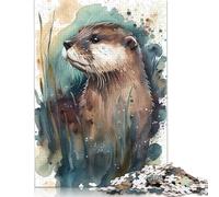 Jigsaw Puzzle 500 Pieces Otter Watercolor Square Puzzles for Adults And Wooden Puzzles Home Decoration Puzzle Toys 500pcs (52x38cm)