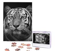 Jigsaw Puzzle 500 Pieces Personalized Wooden Picture from Photos Puzzles Custom Puzzle from Pictures Black and white tiger Puzzles for Adults Family Birthday Christmas Valentine's Day Gifts