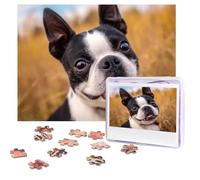 Jigsaw Puzzle 500 Pieces Personalized Wooden Picture from Photos Puzzles Custom Puzzle from Pictures Lovely Boston Terrier Puzzles for Adults Family Birthday Christmas Valentine's Day Gifts